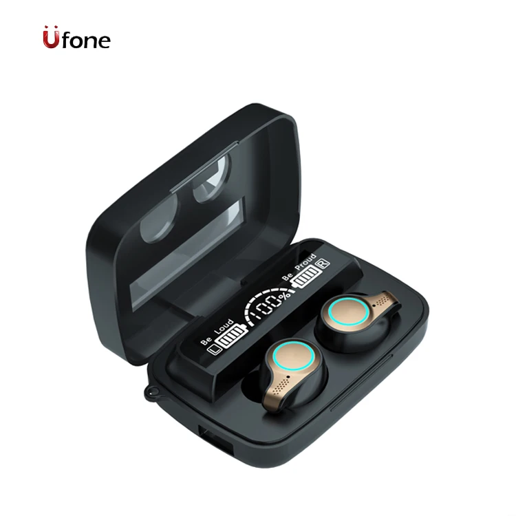 

Ufone Ipx7 Waterproof Auricular Inalambrico Wireless Earbuds Tws M15 Audifones Headphone Earphone With Charging Box, Black