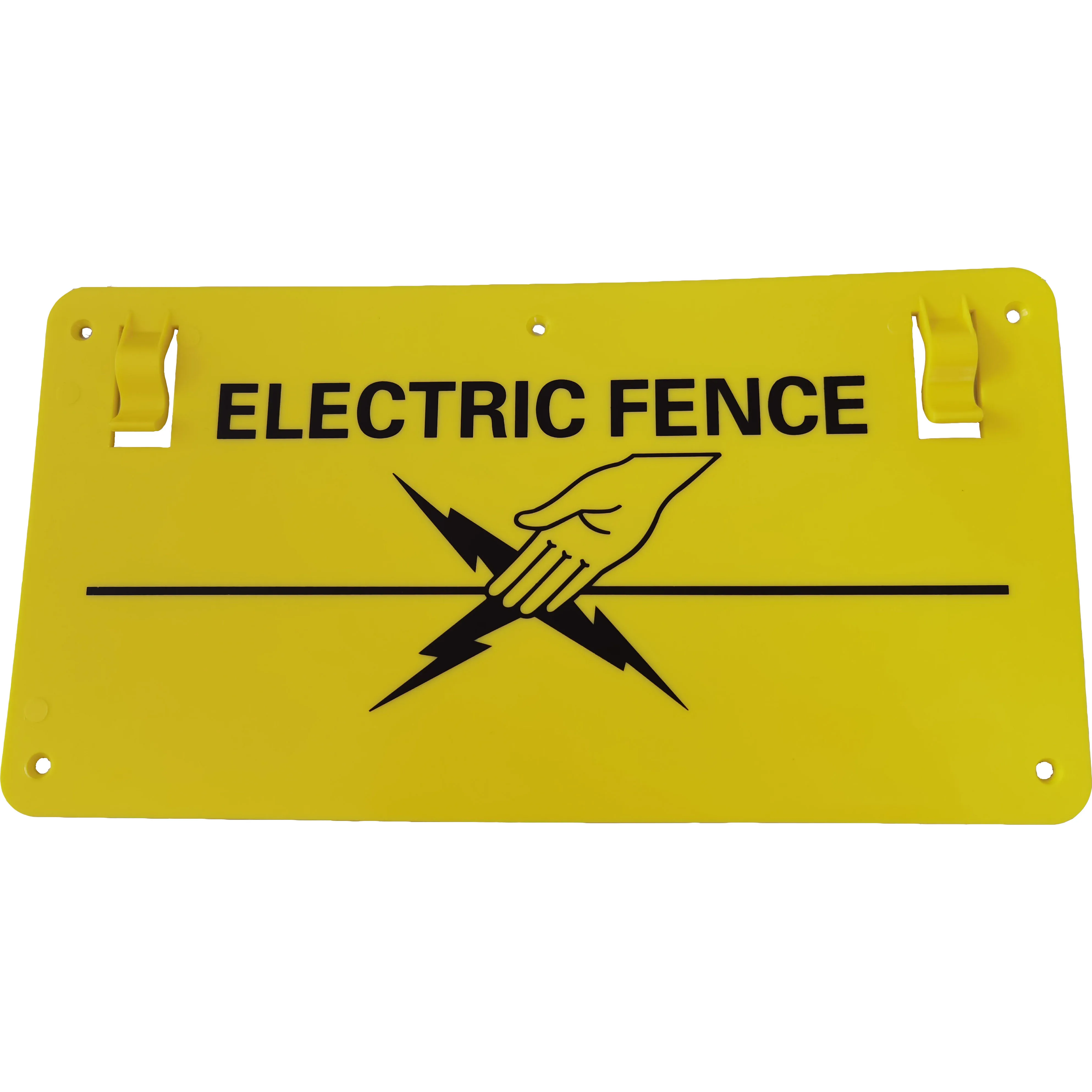 

Sign warning electric fence yellow