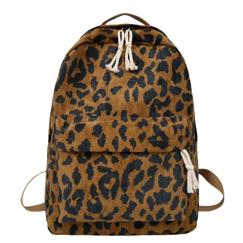 

wholesaler fashion backpack Leopard grain bag High school students bagpack