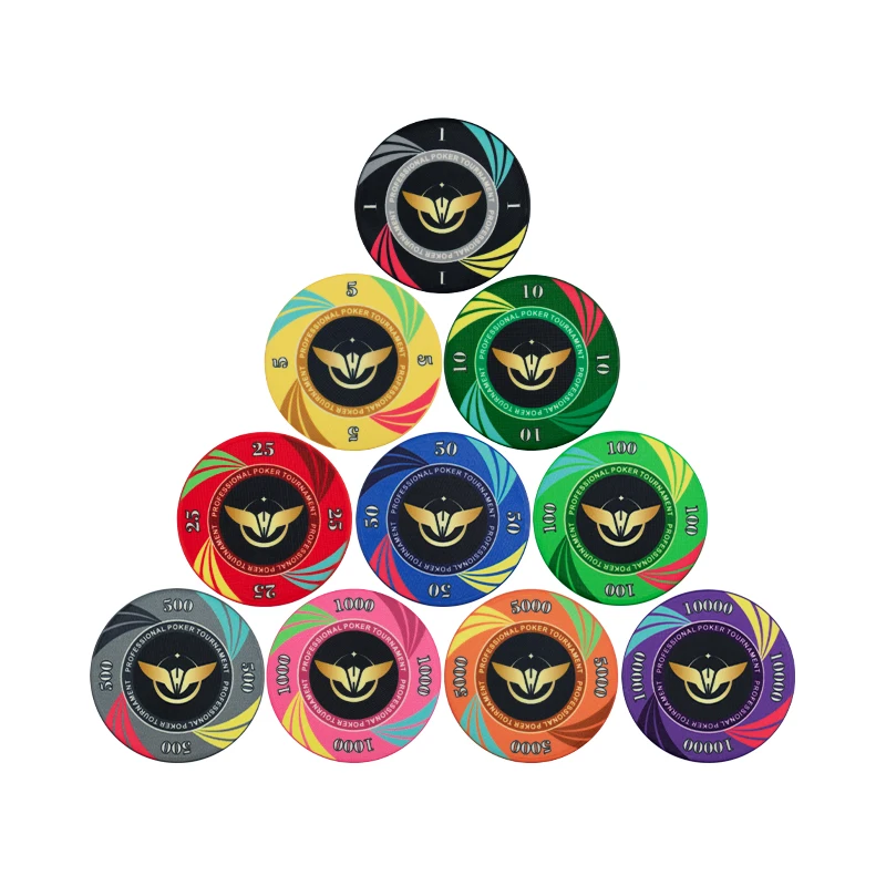 

YH Smooth Comfortable Feel Chips Colorful Ribbon Ceramics Poker Chips For Sale, 10 colors