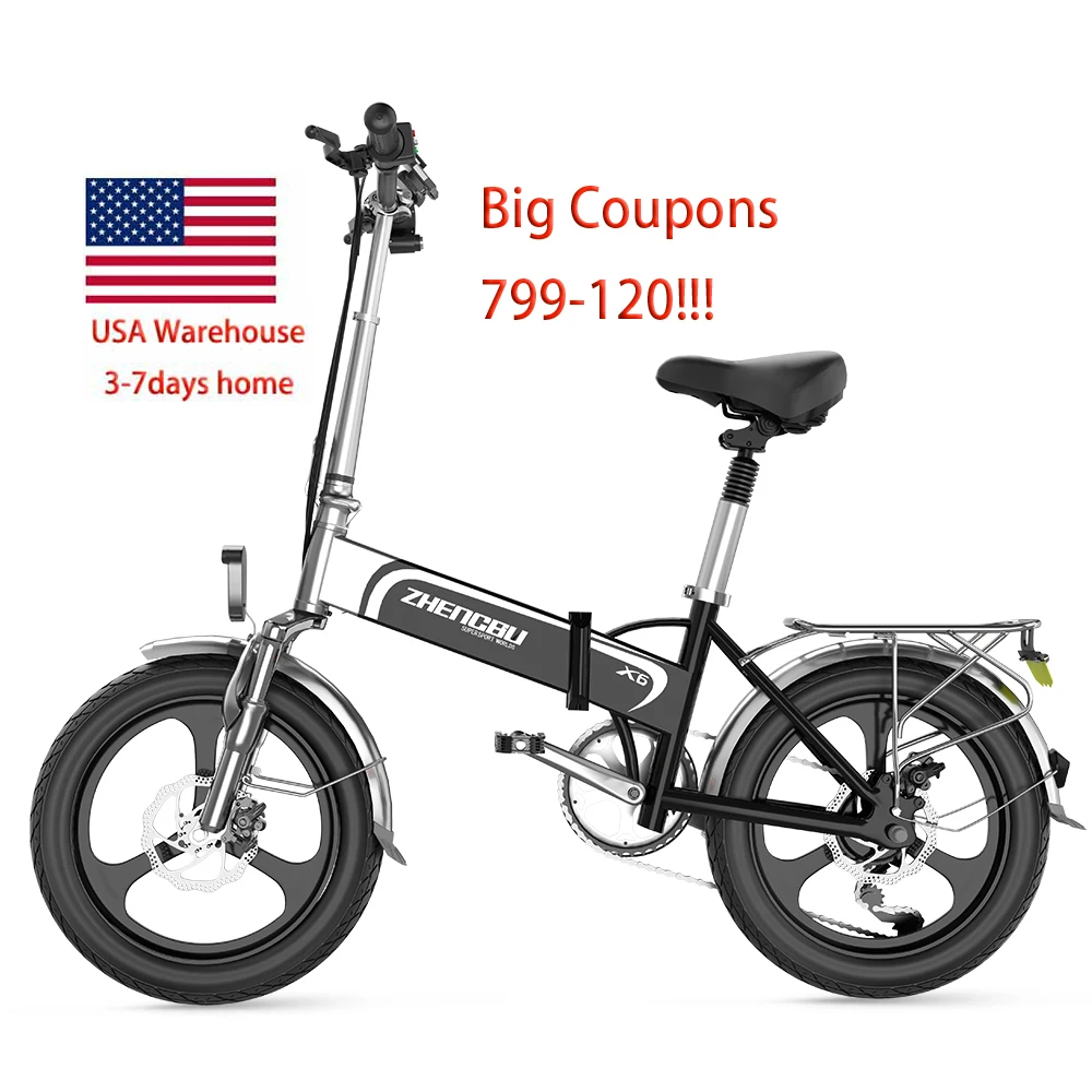 

USA Freeshipping Zhengbu X6 Folding Electric Bike 20inch 400W 48V Suspension fork 7speed Adults Bicycle e-bike