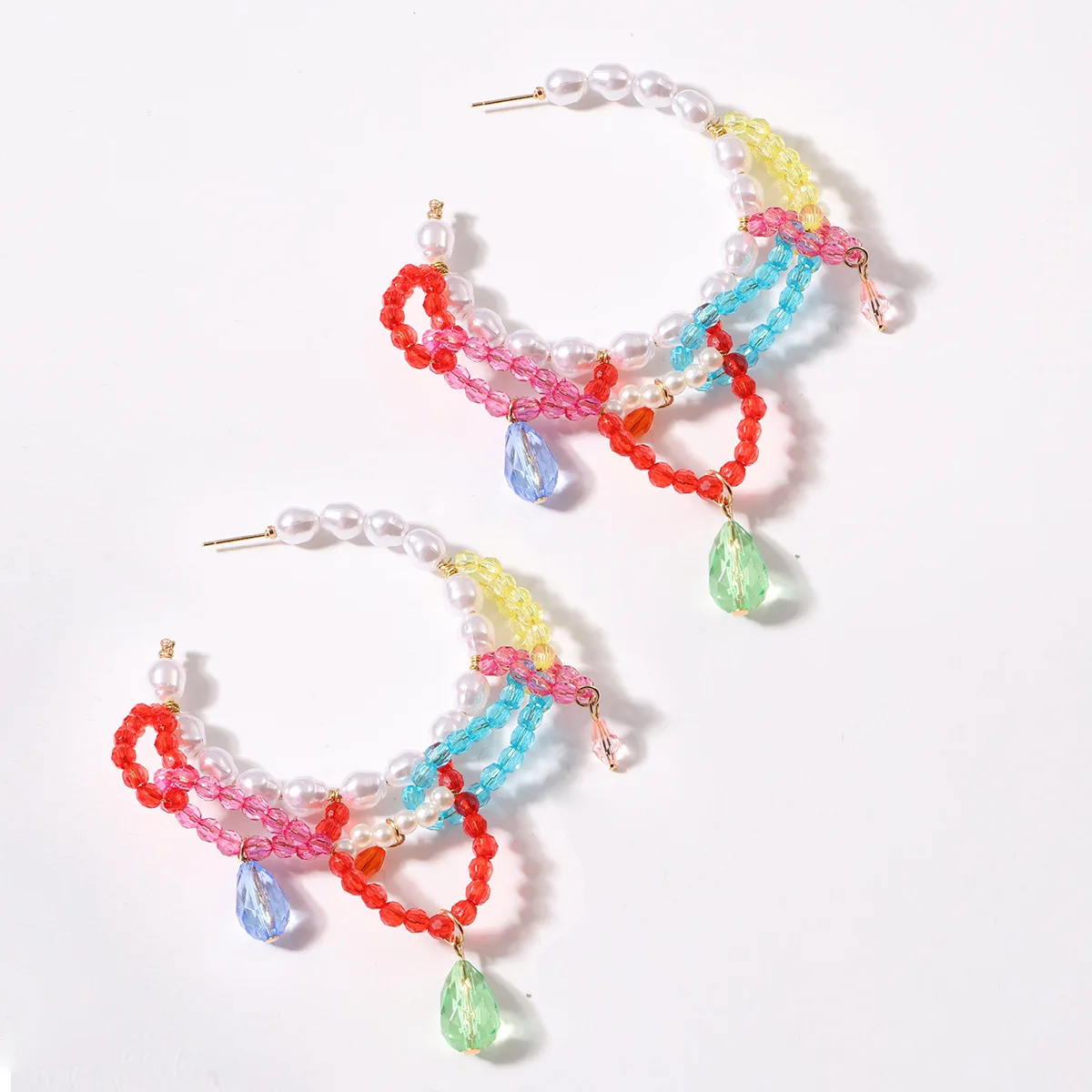 

Hot Selling Summer Vacation Style Super Fairy Candy Color Crystal Tassel Earrings All-matchingcnew Beaded Earrings, Gold