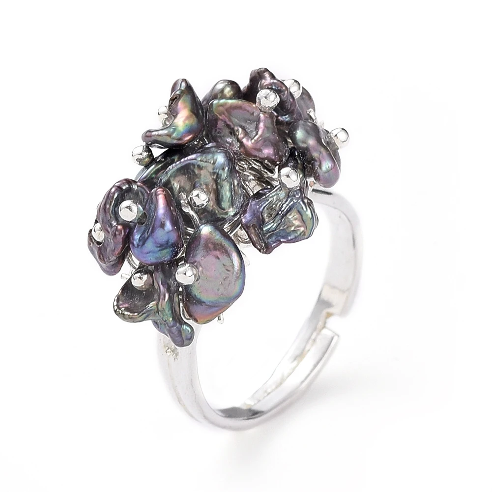 

PandaHall Adjustable Natural Baroque Pearl Keshi Pearl Finger Rings