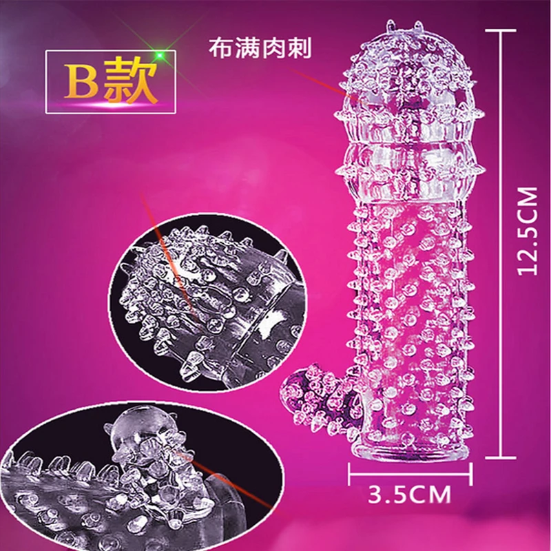 Transparent crystal spike set  Wolf Tooth Wolf Tooth crystal condom set increase shaped thorn set adult products