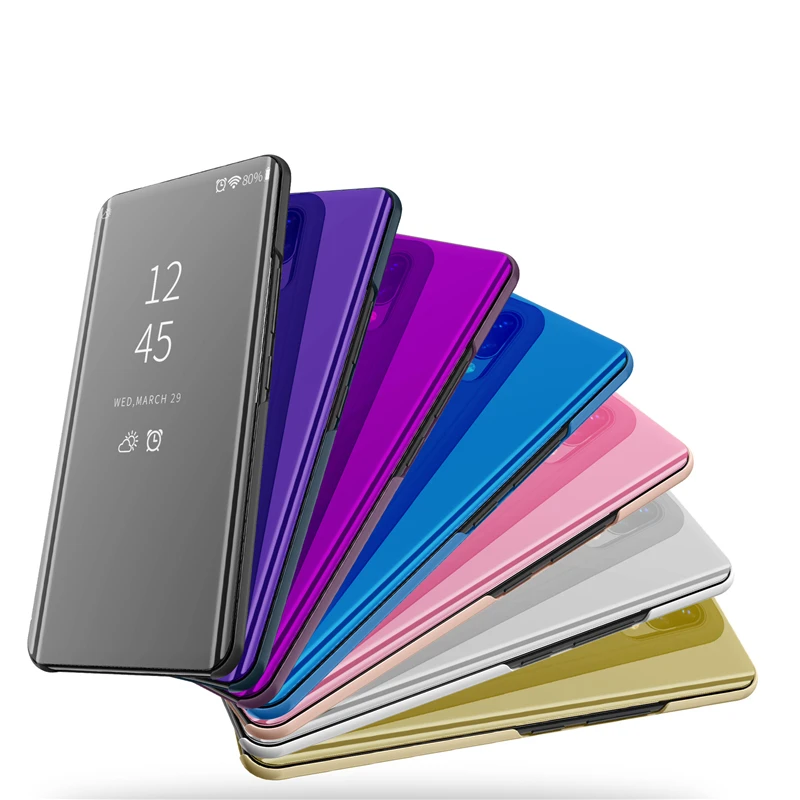 

Chrome Electroplate Leather View Flip Cover Case For Samsung Galaxy S21, Multi