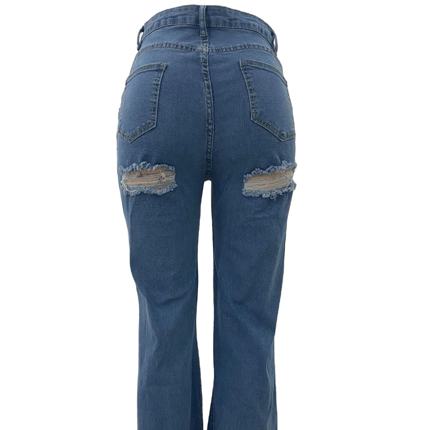 

Women Jeans Slim Fit Denim Pants Bell Bottom Straight High Waist Bootleg Jeans Stretch Female Flare Trouser Maxi Fashion she in, Blue