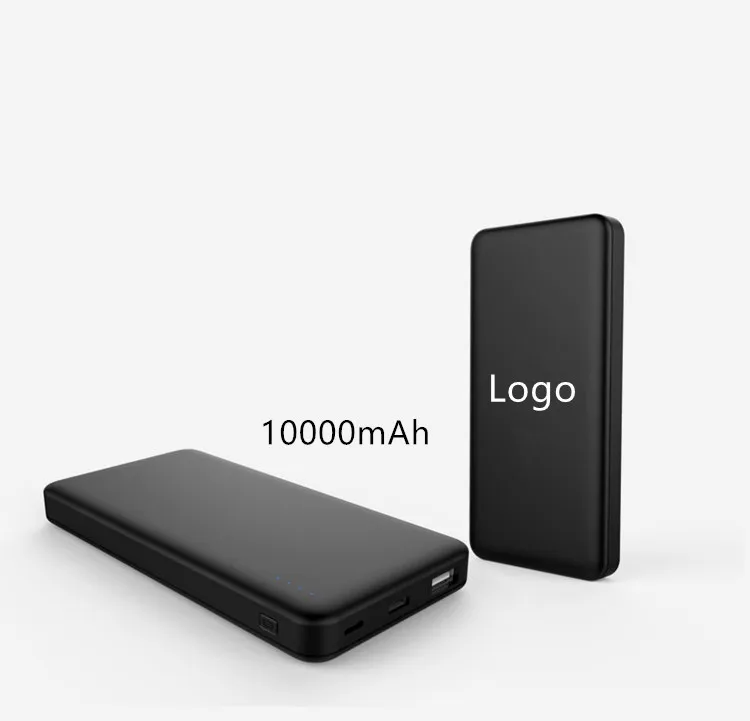 Custom logo ultra slim usb cell phone powerbank 10000 mAh portable mobile fast charging power bank