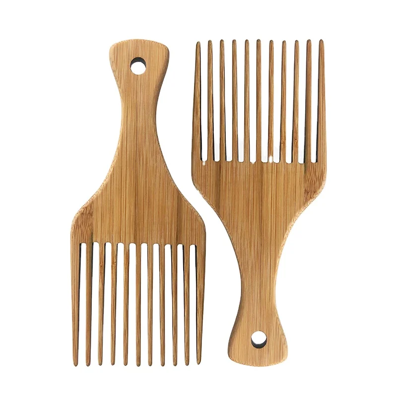 

YAESHII Professional And Customized Logo and Bamboo Hair Brush Wide Tooth And Pick Beard Afro Hair Comb, Natural color