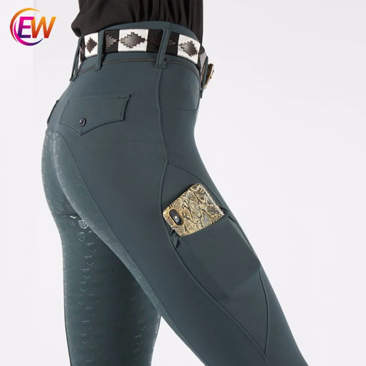 

Ready To Ship Low MOQ EW Horse Full Seat Silicone Breeches Black Color Horse Riding Leggings Equestrian Clothing, Customized color