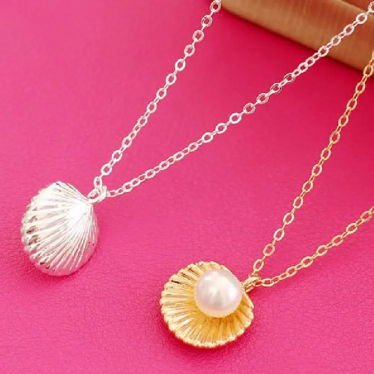 

Fashion simple pearl shell pendant necklace female students girls necklace free gift clavicle for women