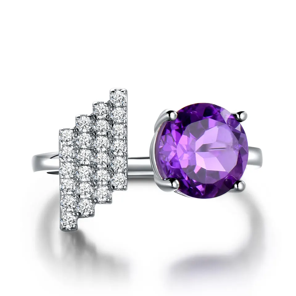 

Guangzhou Supplier Offer Purple Single Stone Cubic Zirconia Topaz Simple Women Ring For Gift