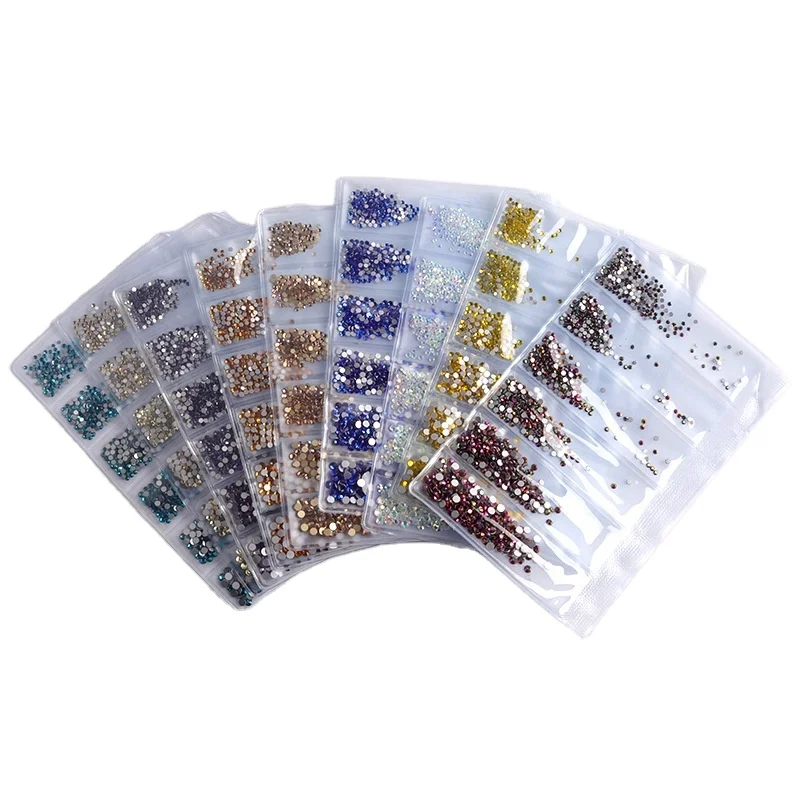 

1 Pack Flatback Glass Nail Rhinestones Mixed Sizes SS3-SS10 Nail Art Decoration Stones Shiny Gems Manicure Accessories 38 Colors