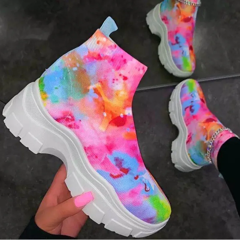 

2021 New Arrivals Sport Shoes In Women's Fashion Tie Dye Sneakers Heels Vendors Design Shoes Women Famous Brand Casual Shoes