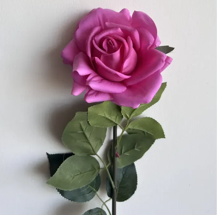 

F-R0207 Aritificial rose flowers real touch latex fake volunteer's day rose flowers single stem faux silk colorful rose flowers