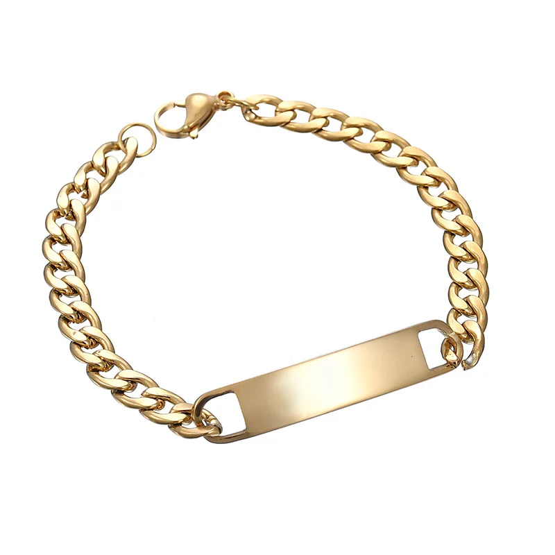 

Stainless Steel Engraved Inspirational Bar Chain Bracelet Jewelry