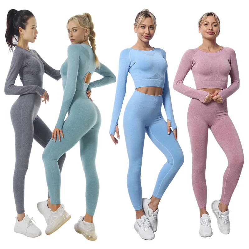 

Workout Set Extra Large 2 Piece Cropped Top And Yoga Leggings Gym yoga Set Sport Suit, As picture