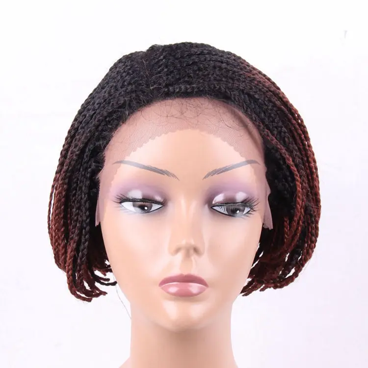 

6" short synthetic bob wig, hand made braided lace synthetic wig