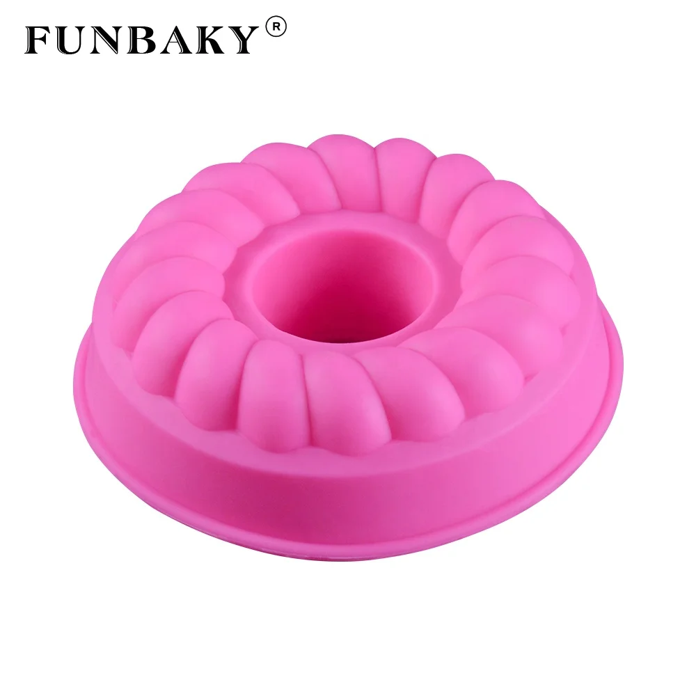 

FUNBAKY Mini cake silicone mold round shape doughnut baking tools ring shape pattern embossing bagel making for kids, Customized color