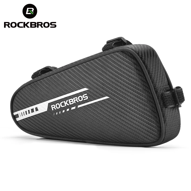 

ROCKBROS Reflective Triangle Bag Side Pockets Twill Toxturo Tube Bag Cycling Frame Bag Bicycle Accessories, Black