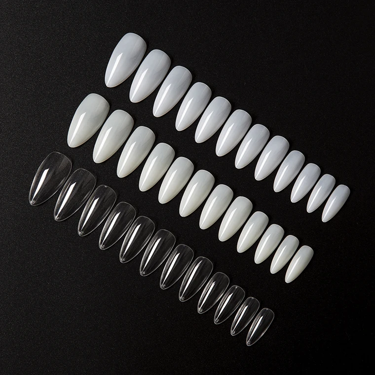 

Hot Factory OEM Almond no-creasing Finger Nails Professional Transparent Nature Salon False Nails