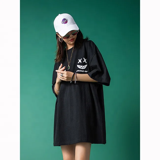 

2021 summer 100% cotton Custom logo oversized tshirt women t shirt