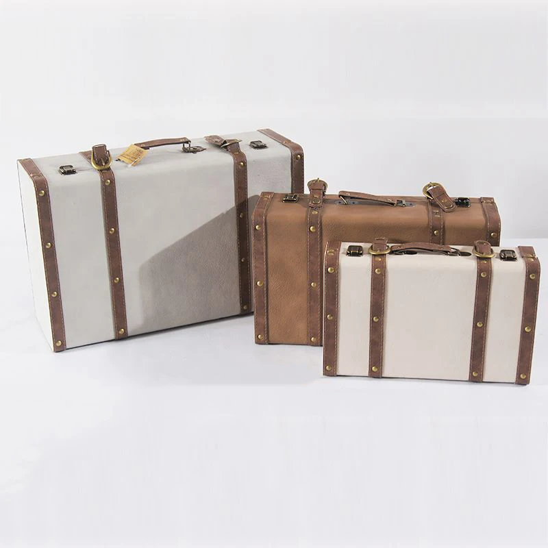 

Men Cheap Mini Faux Leather Korea Trunks Storage Vintage Children Carry Luggage Case Retro Suitcase Boxes