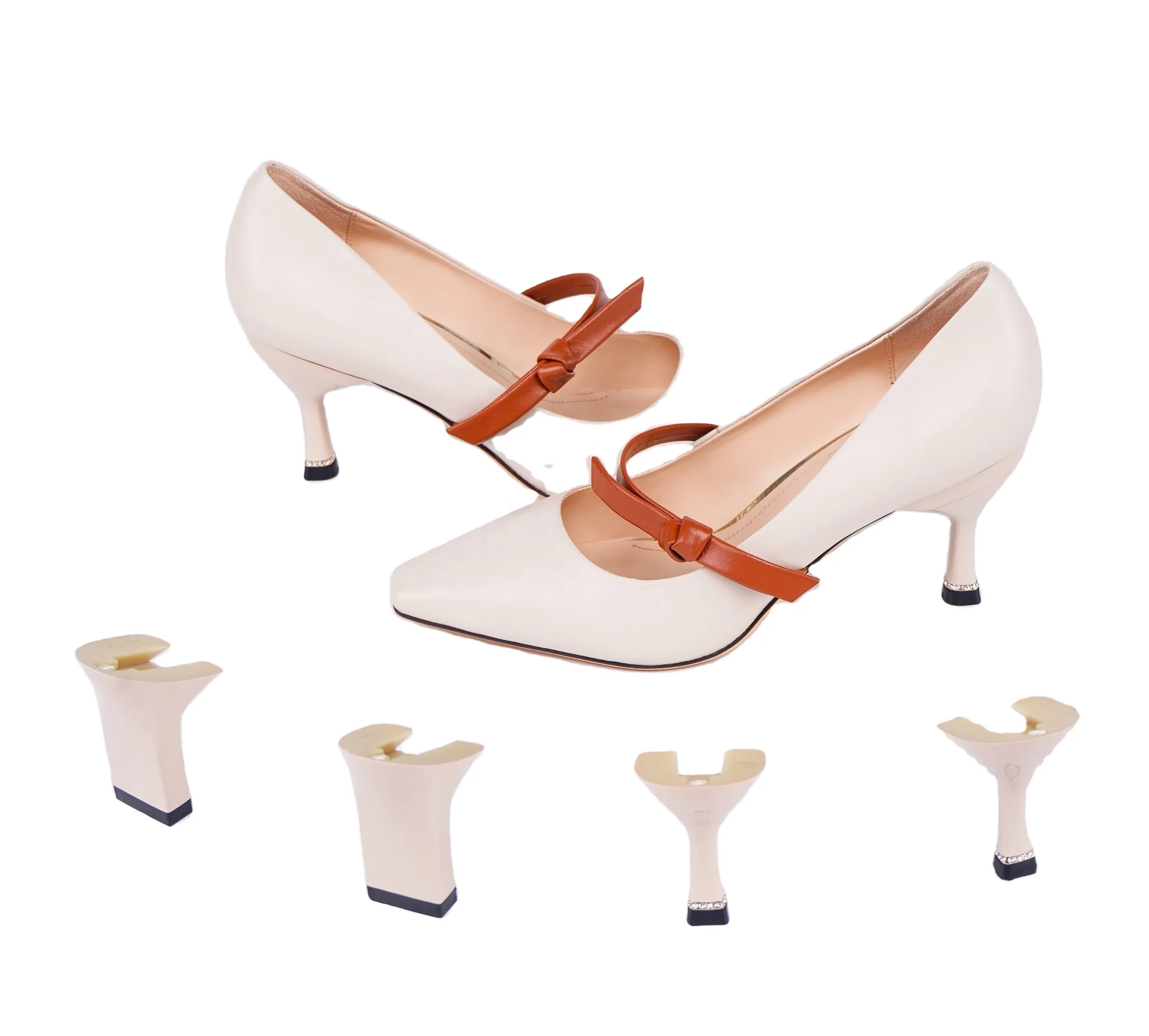 

2021 new technology multi scene leather Beige changeable high heels interchangeable heels