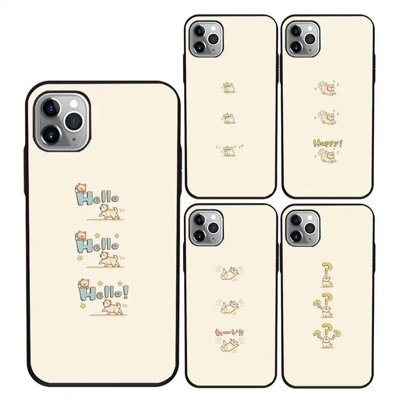 

Cute Shiba Inu silicone phone cover for iPhone 12 11Pro Max 11 X XS XR XS MAX 8plus 8 7plus 7 6plus 6 5 5E case, Black