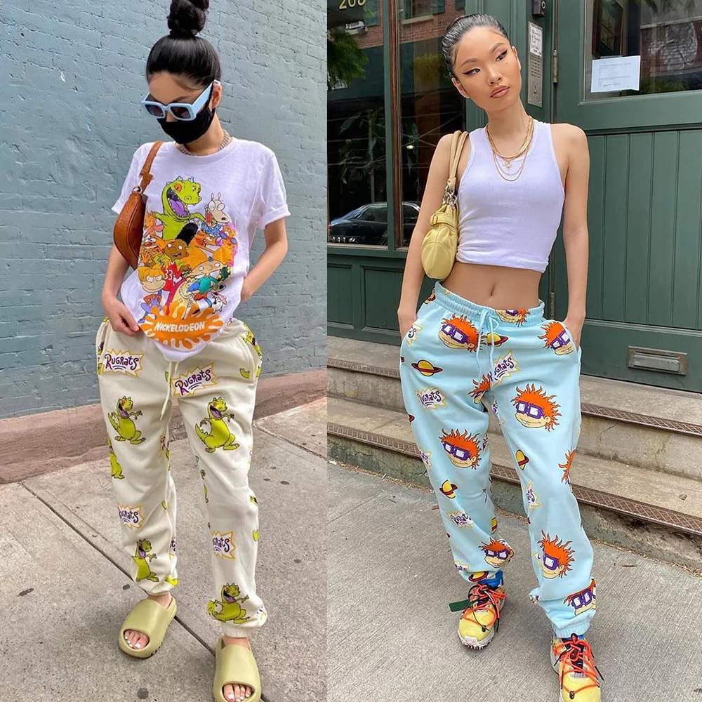 

Customize Logo &pattern Lounge Women Clothing Rugrat Cartoon Printed Women's Trousers Spring Women Sweatpants