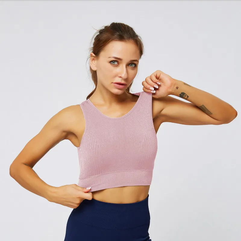

2020 New Fitness No Steel Ring Ventilation Vest Seamless Back Shockproof Gathered Sports Yoga Bra