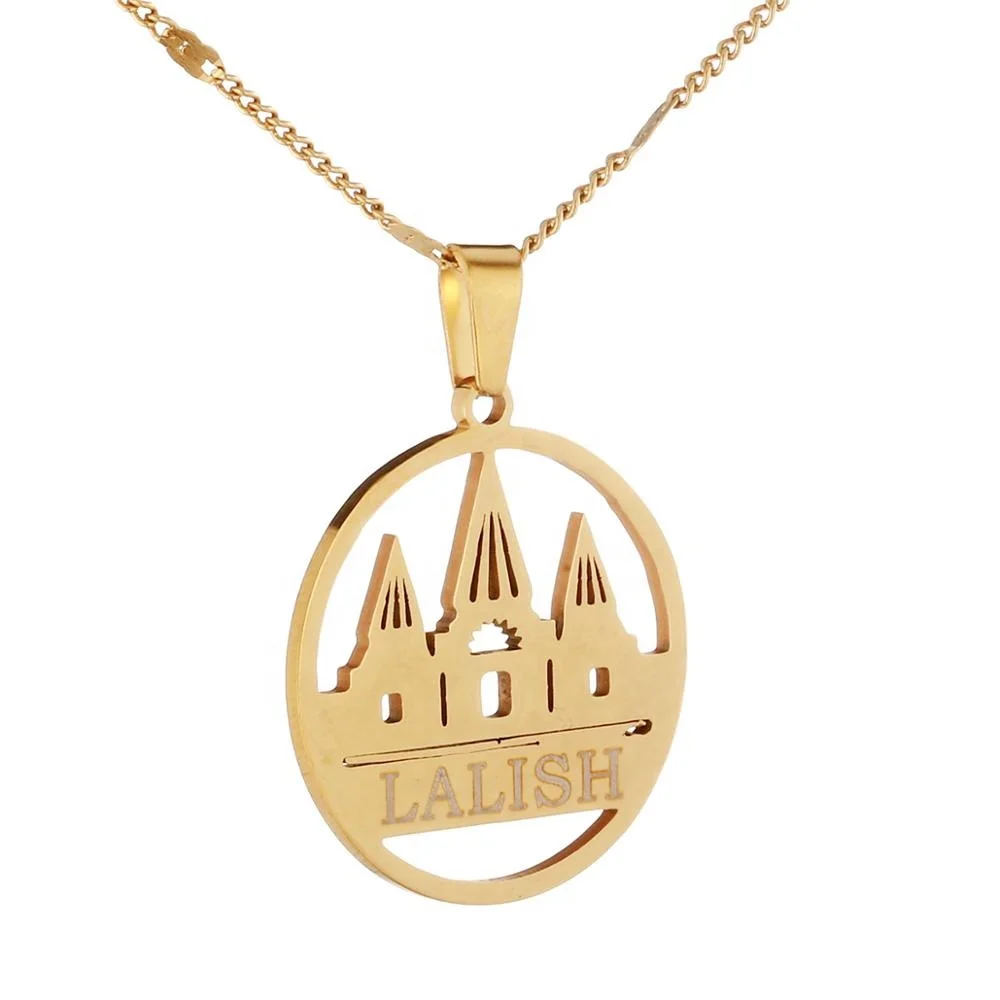 

Stainless Steel Lalish Pendant Necklaces Gold Color Yezidi Faith Pilgrimage Jewelry