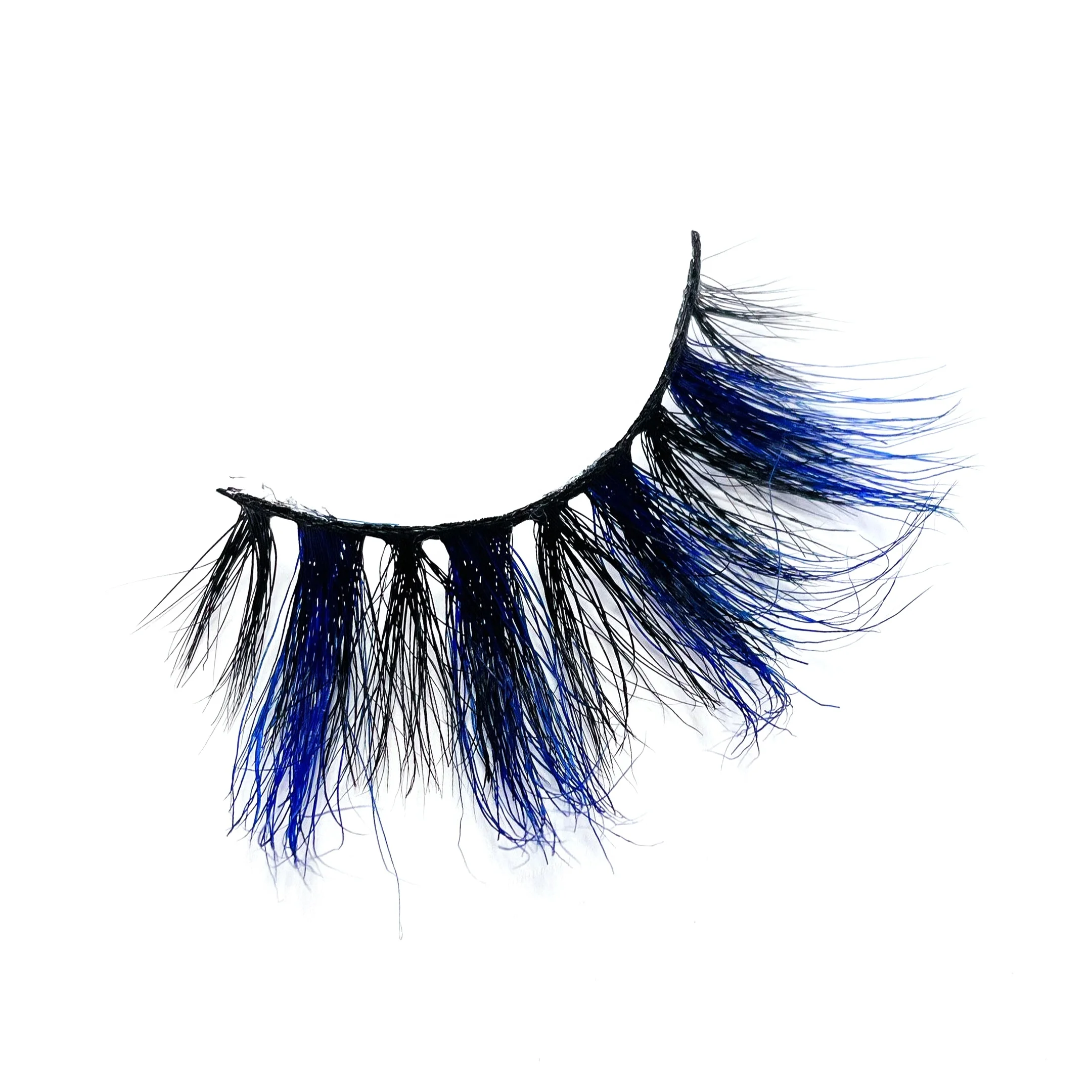 

wholesale 100% natural mink color eyelashes with custom eyelash packaging, Black with blue