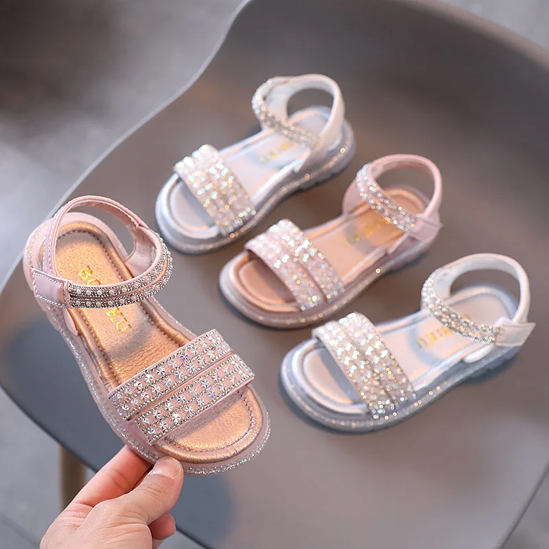 

Summer Sandals Little Girls Pearl Fashion Princess Slippers Shoes Soft Rhinestone Baby Sandals For Girls Children