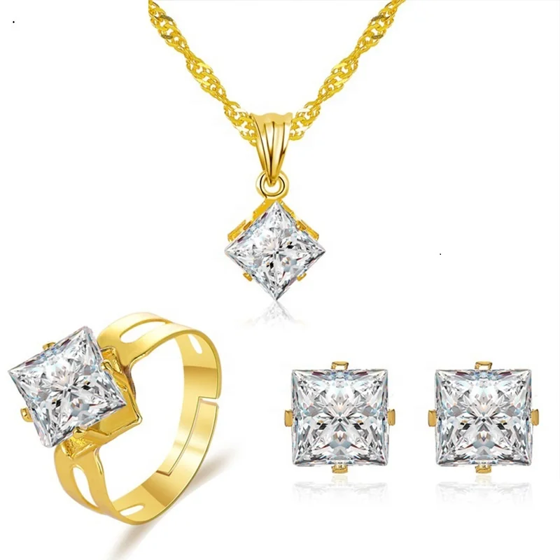 

Hot sell women fashion accessories zirconia 18k gold plated jewelry set
