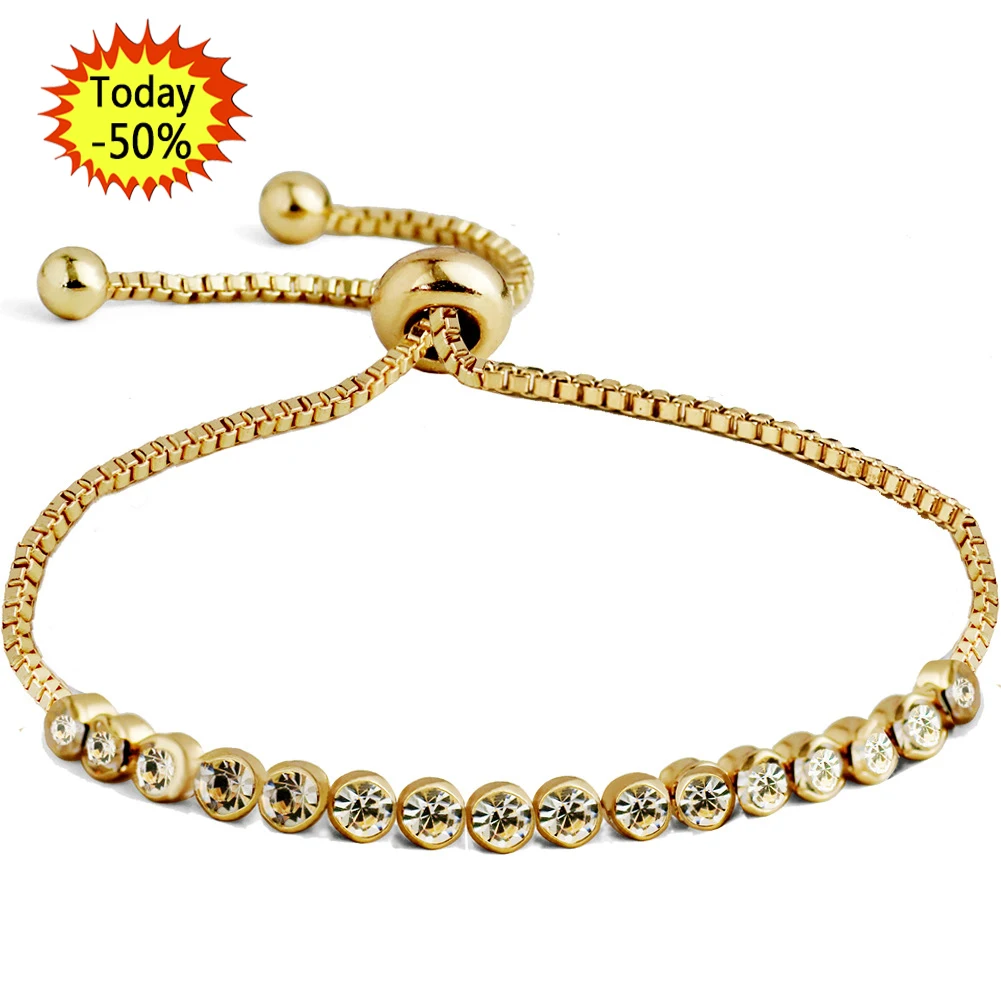 

Hot SellingGold plated Style Tennis Chain Half Circle Charms Bracelet For Women