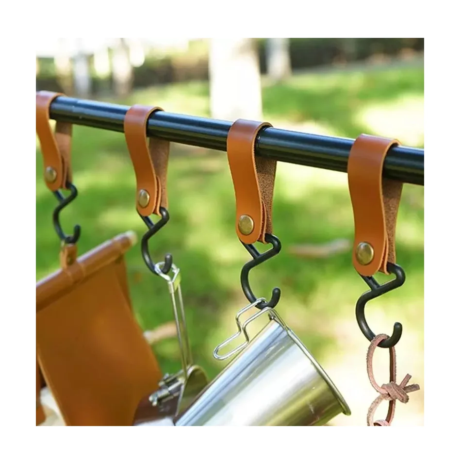 

YY Factory Handmade Travel Outdoor Leather Hook Holder Cover Modern Single Key Hanger Hook Decorative, Custom color