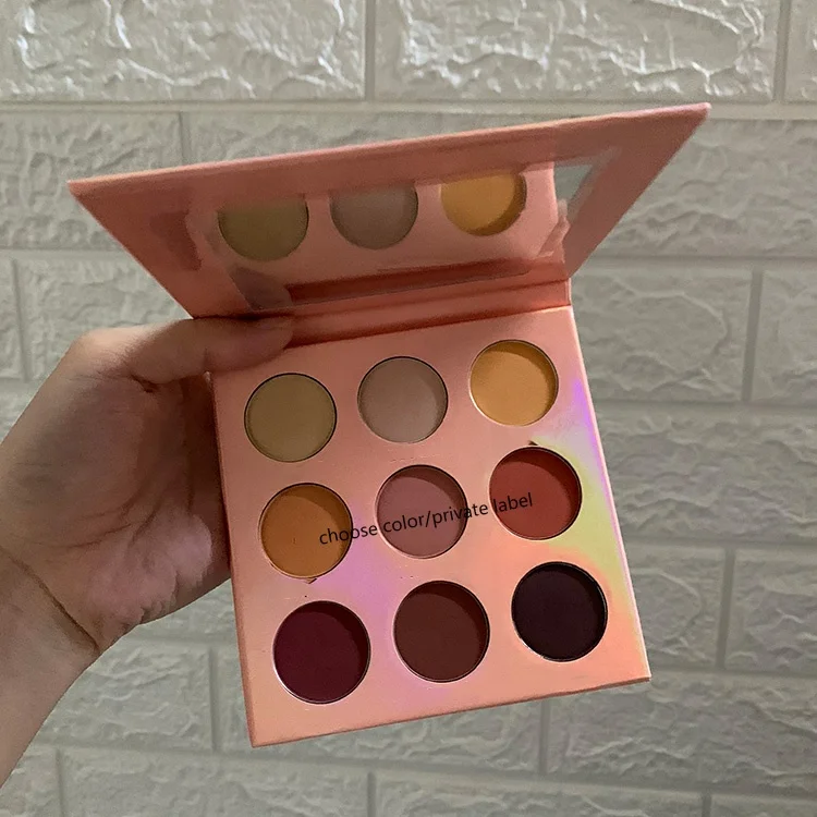 

Custom your own brand square fast shipping shimmer vegan nude makeup richly pigment low MOQ no label 9 color eyeshadow palette