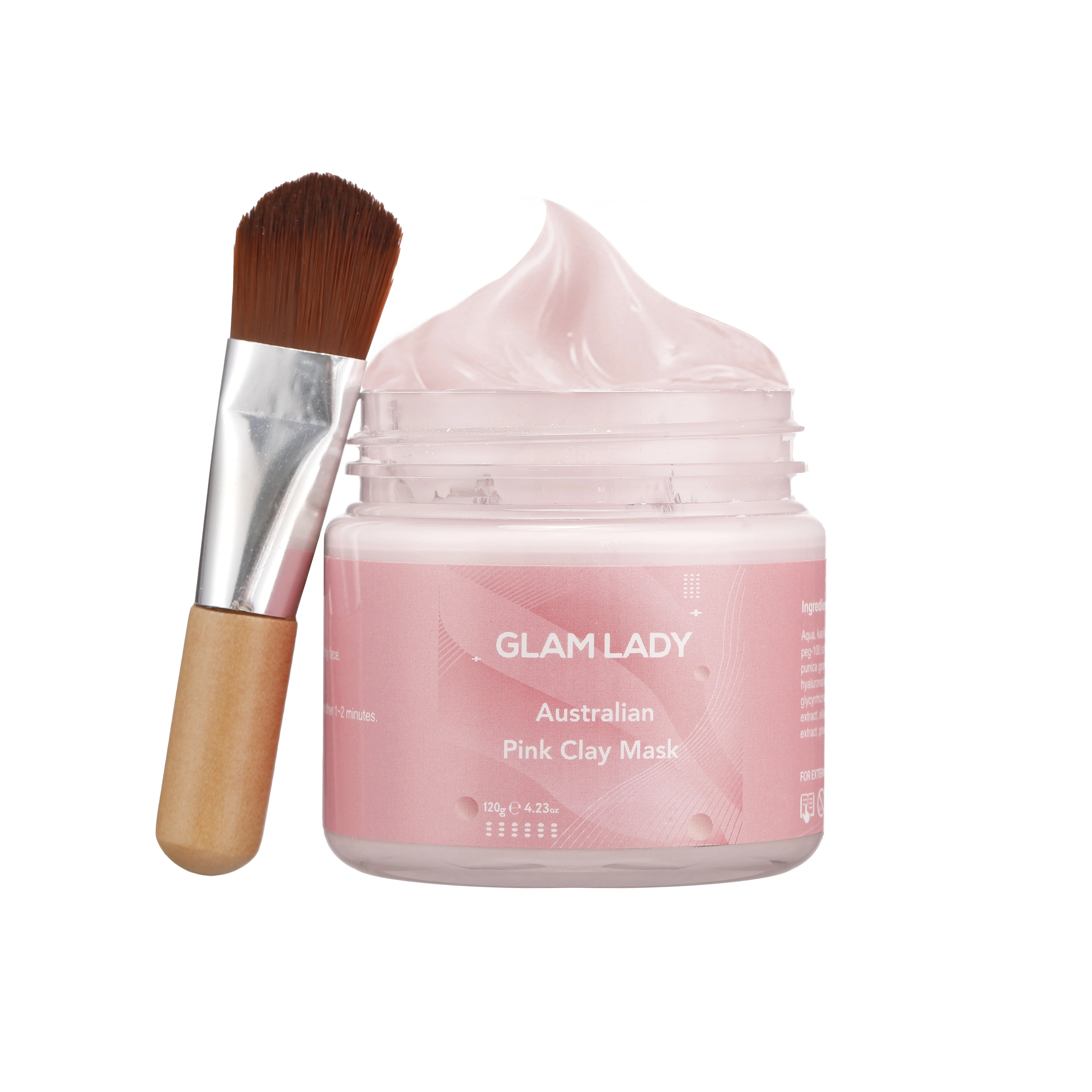 

Private Label Australian pink clay facial mask mud with Rose extract for Deep cleansing and whitening