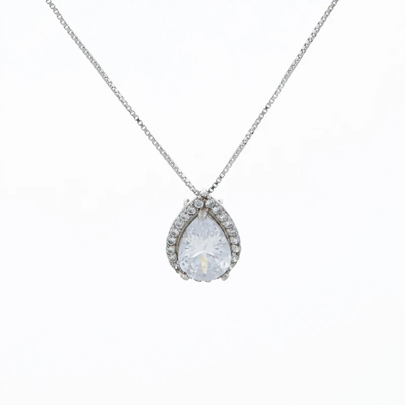 

Fashion Jewelry 2021 Waterdrop Statement Pave Sterling Silver 925 Jewellery Cubic Zirconia Jewelry Fashion Necklaces