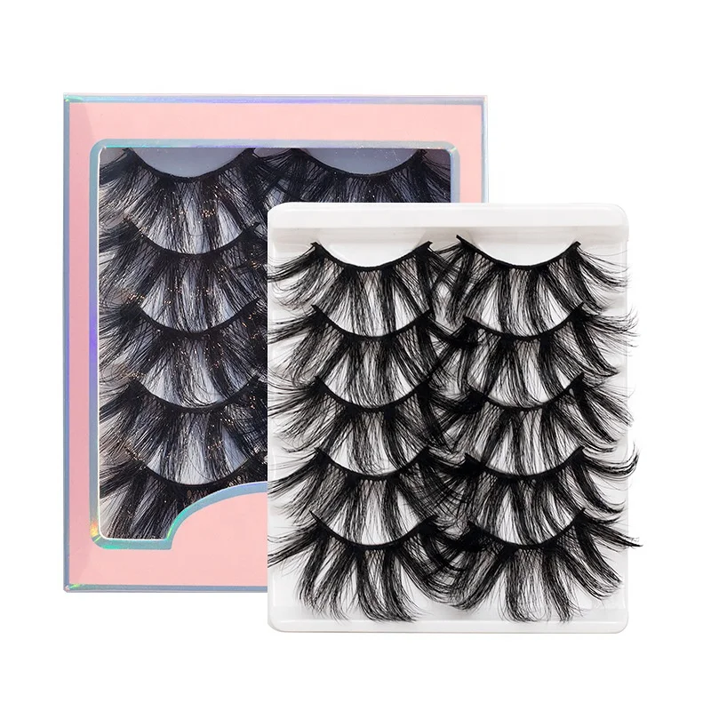 

5 Pairs 3D Faux Mink Hair Soft False Eyelashes Fluffy Wispy Long Thick Lashes Handmade Soft Eye Lash Makeup Extension Tools