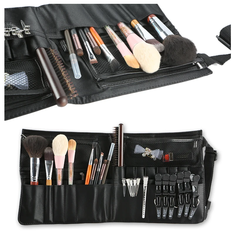 

Big SIZE High Quality Black Polyester Fibre Makeup Waist pack Bag Brush Set Pouch