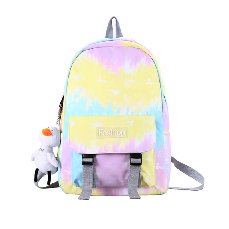 

Hot Sale Fashion Schoolbag For Teenager Three Color High Quality Nylon Waterproof Tie Dye School Laptop Backpacks