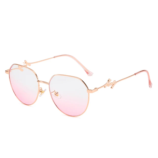 

DLO100195 Fashion Metal Lady's Round Frame Anti-Blue Flat Glasses Silicone Nasal Bracket sun glasses