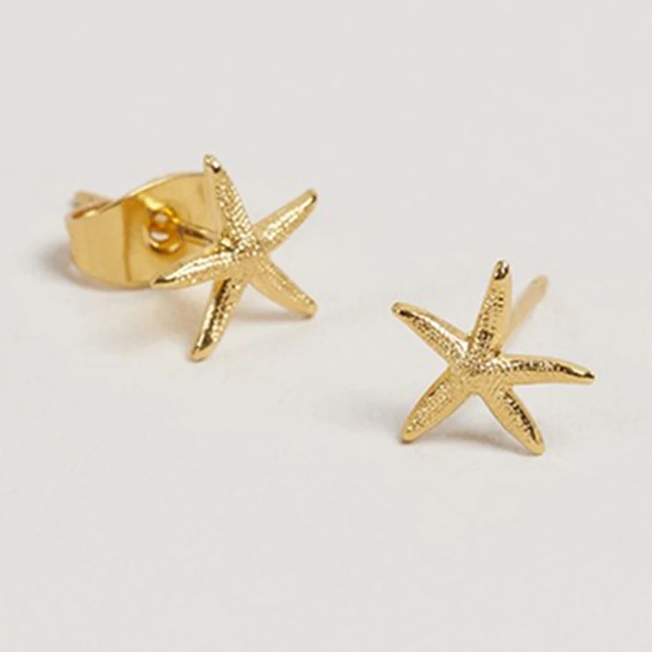 

wholesale gold jewelry manufacturers 18k gold plated 925 sterling silver starfish stud earrings women jewelry
