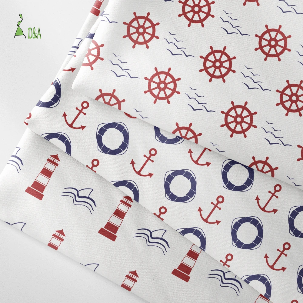 Wholesale Sea Nautical Patterns Printed TC Fabric Woven 80%Polyester 20%Cotton Fabric for Shirts