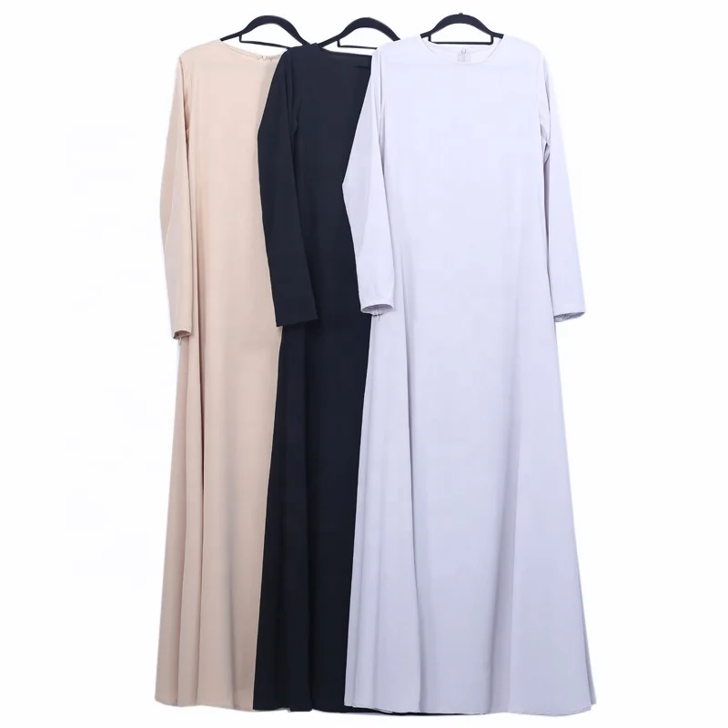 

Pure Color Muslim Islamic Abaya Maxi Dress Modest Dress, Khaki, black, gray