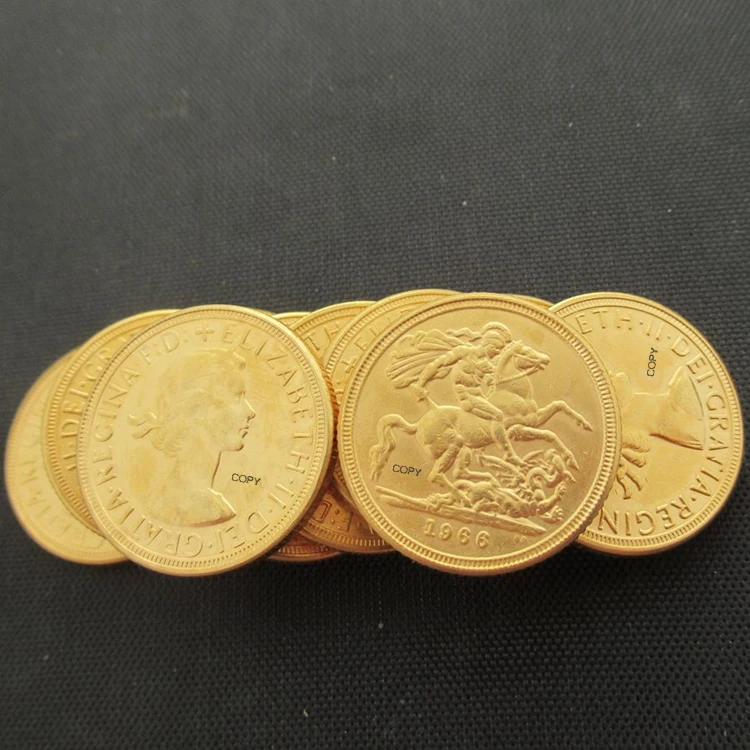 

Reproduction UK Whole Set of 10 pcs (1957- 1968) 1 Sovereign - Elizabeth II 1st portrait Gold Plated Coins