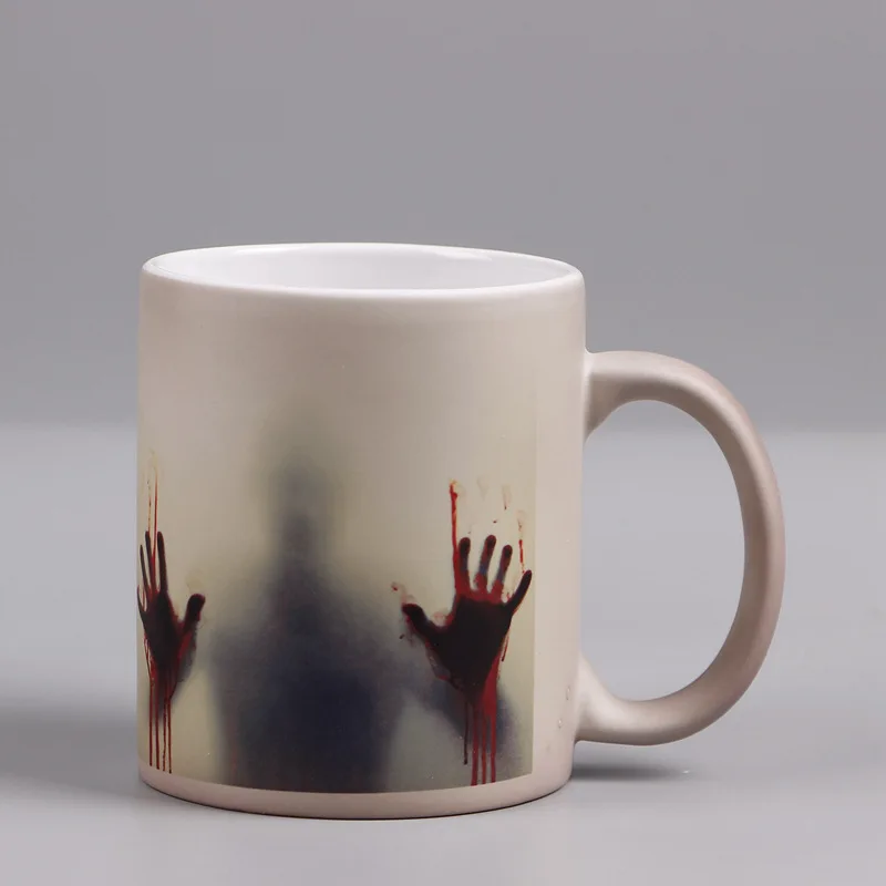 

Sale Magic Color Change Ceramic Coffee Mug Walking Dead Pattern Tea Cup Hot Water Color-changing Prank Gift 330ml TC179