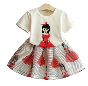 

Summer new beautiful korean version girls short-sleeved t-shirt short skirt two-piece suit children kids clothing