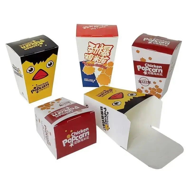 

RTS Custom Printing Take Out Food Container Fried Chicken Box Takeaway Fast Food Popcorn Chicken Packing Paper Lunch Box